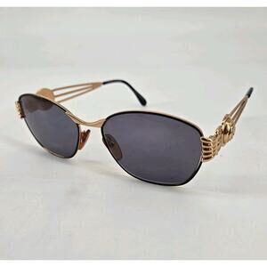 Vtg 80s Designer Charles Jourdan Palm Beach Gold Tone Frame Sunglasses France